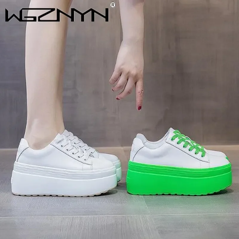 Chunky Sneaker Platform - Zapatos Casuales de Mujer de Cuero