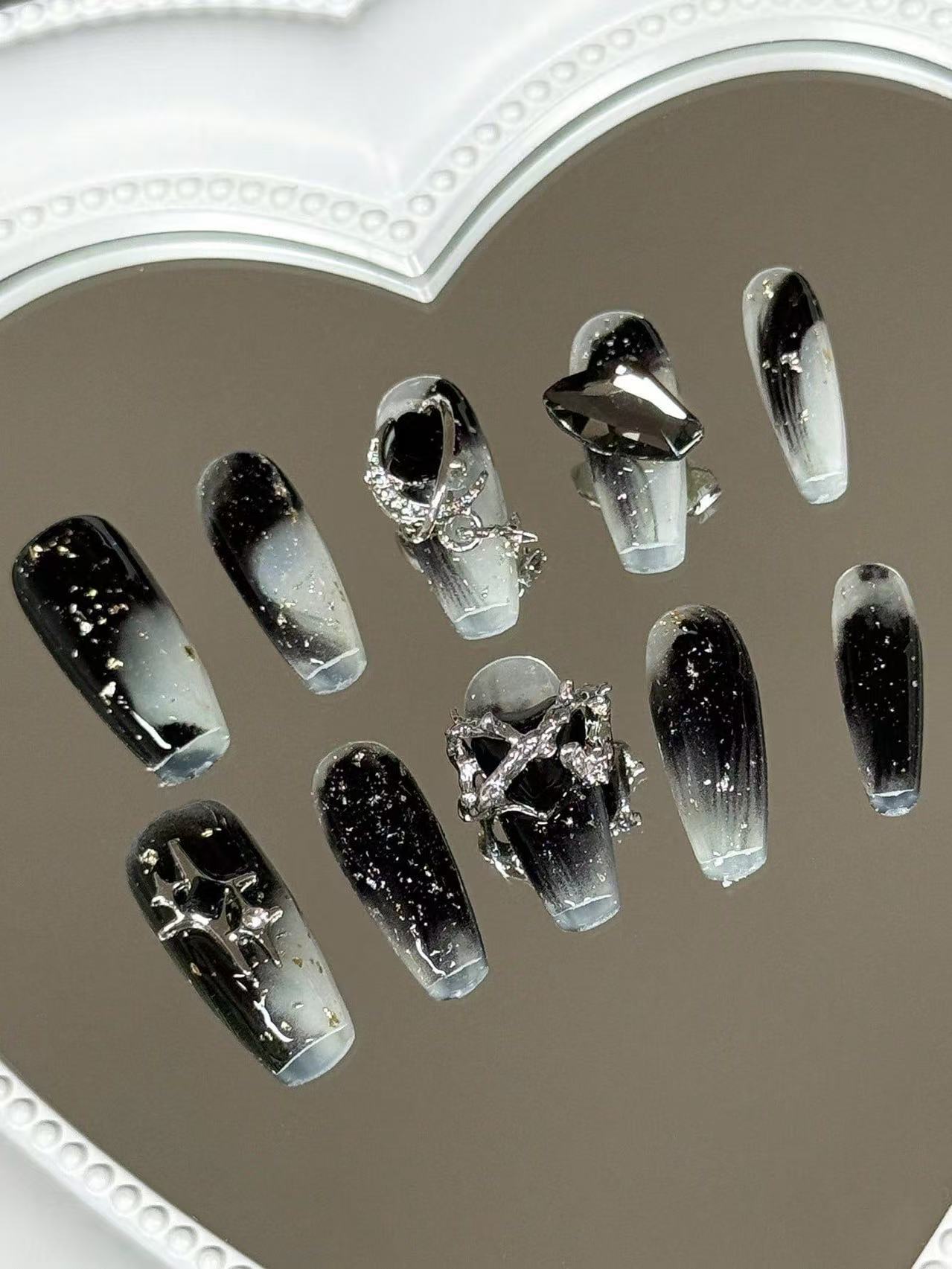 Street Fashion Outfit Girl - 10 piezas de uñas largas trapezoidales