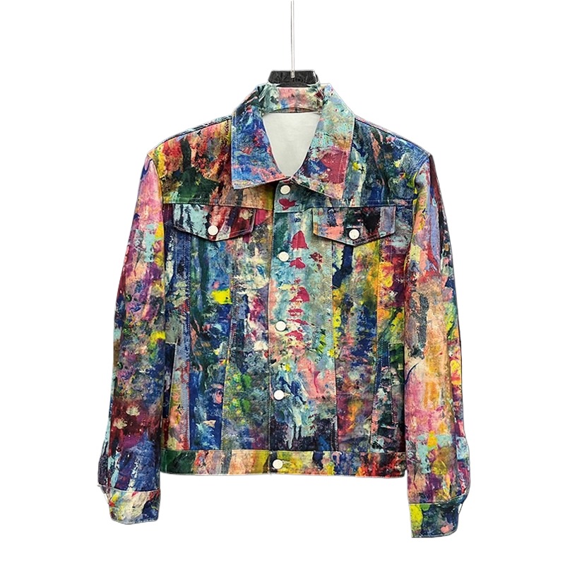 Street Fashion Graffiti - Chaqueta de Mezclilla para Hombre, Estilo