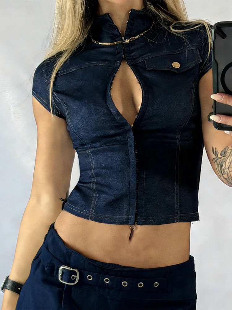 Camisa de moda para mujer, azu - Street Fashion Com reseña y precio