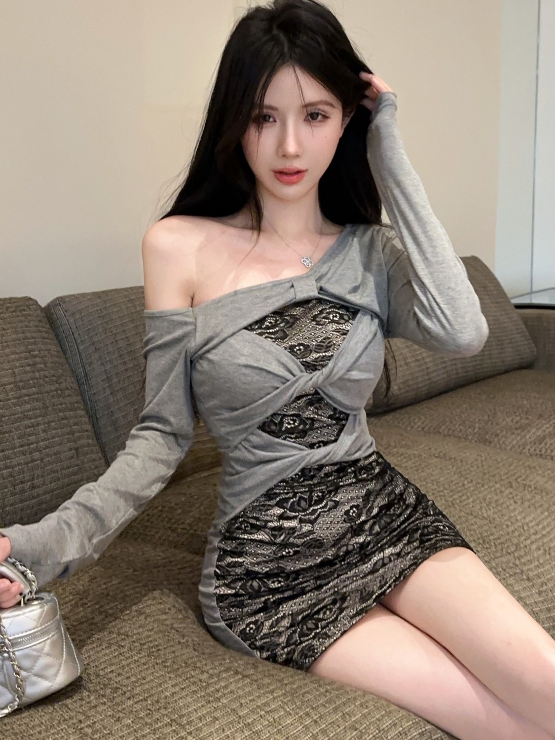 Vestido retro de encaje calado - Street Fashion Hong Kong reseña y precio
